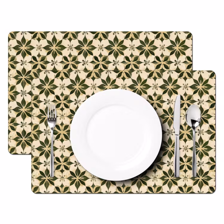 Set de table – 6 pièces - Carrelage - Motif - Vert — 2
