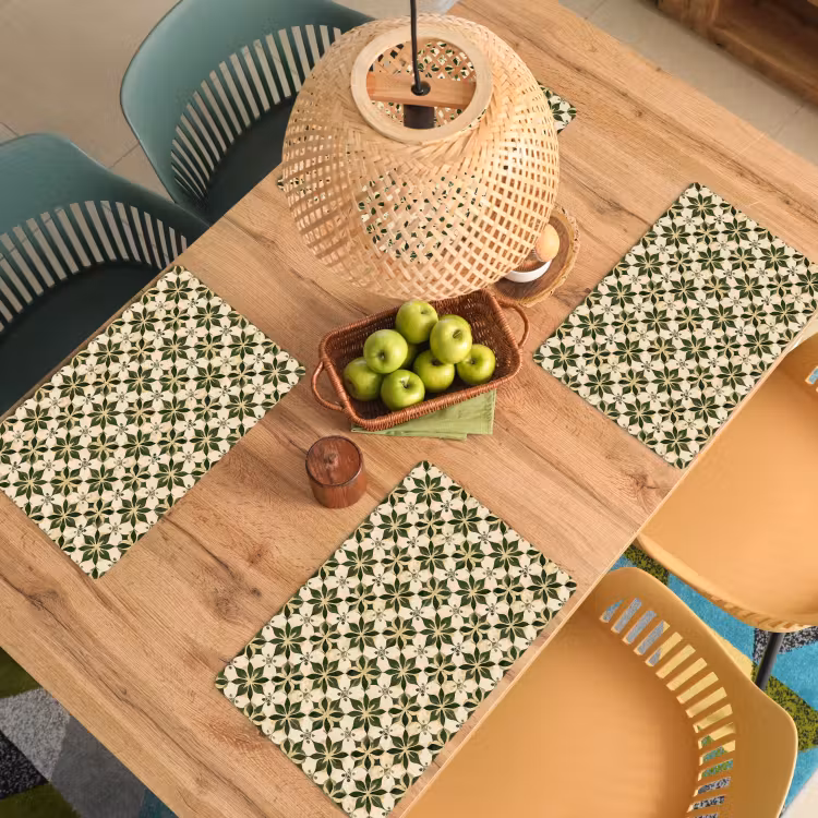 Set de table – 6 pièces - Carrelage - Motif - Vert — 3