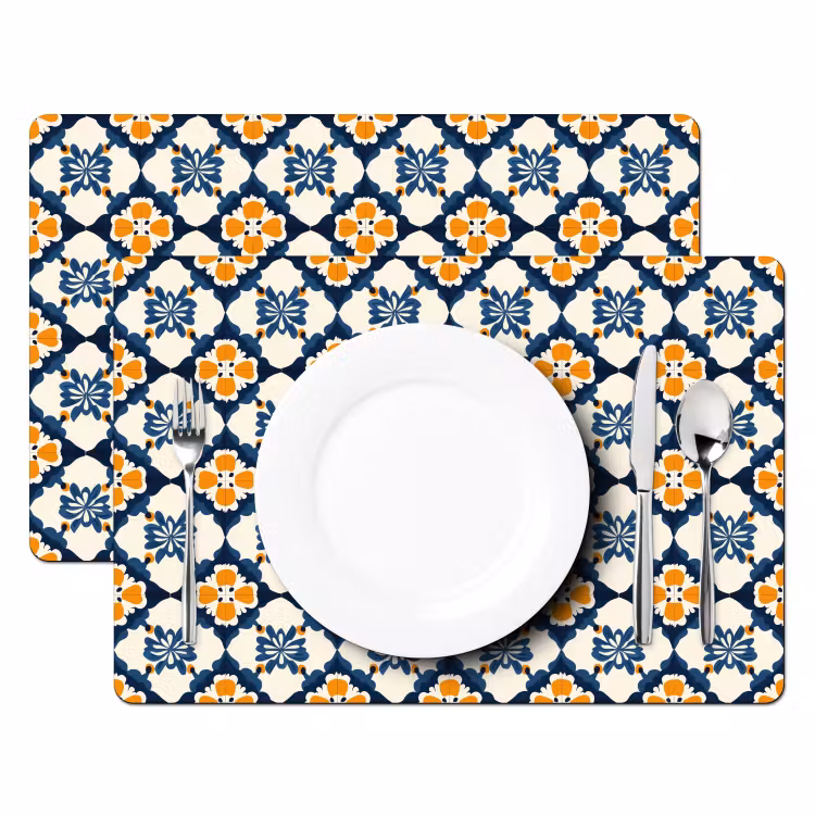 Set de table – 6 pièces - Classique - Géométrique - Bleu — 2