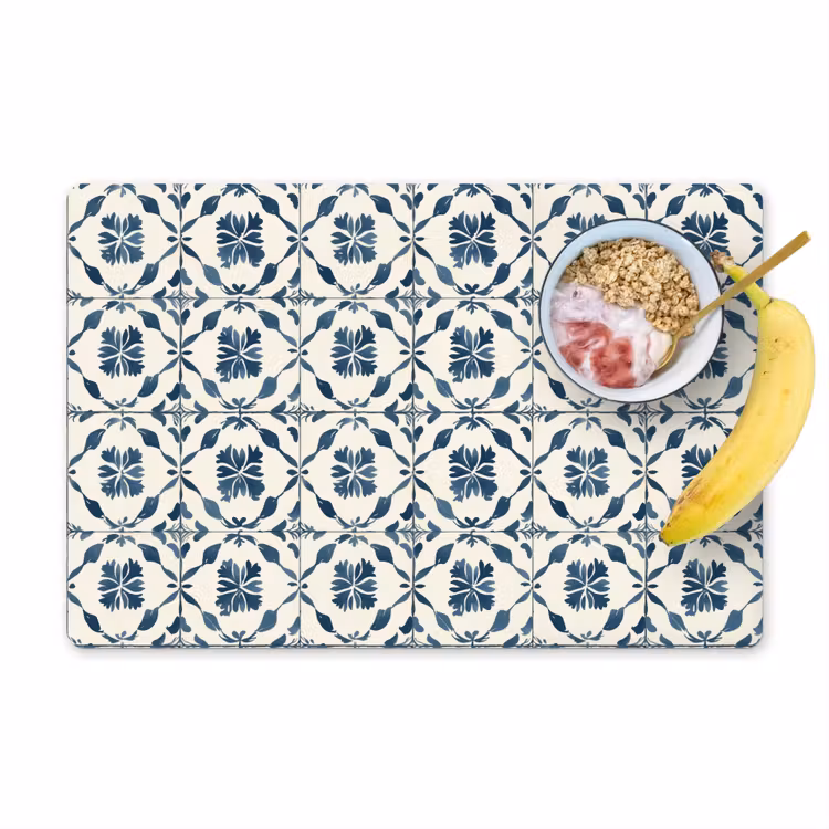 Set de table – 6 pièces - Graphique - Carrelage - Bleu — 1