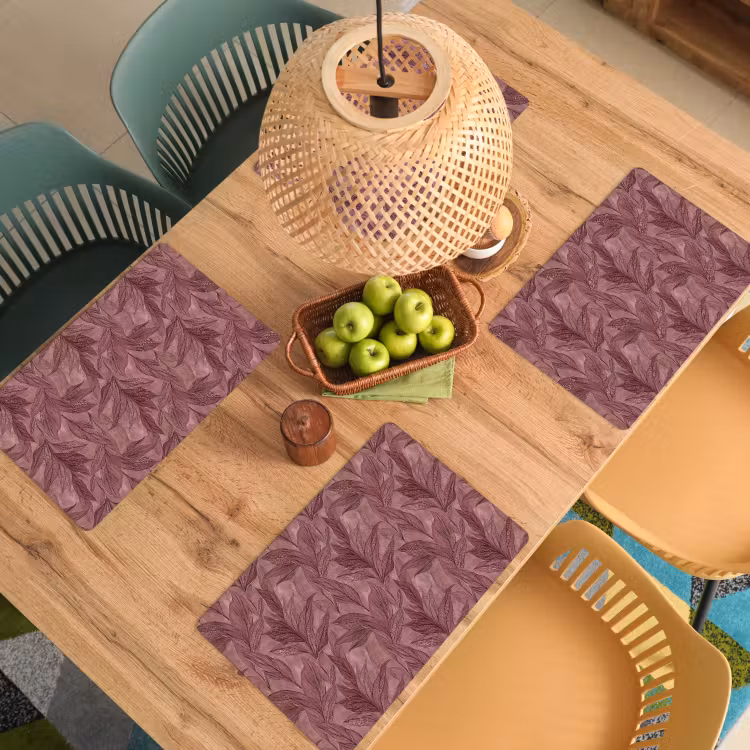 Set de table – 6 pièces - Feuilles - Motif - Violet — 3