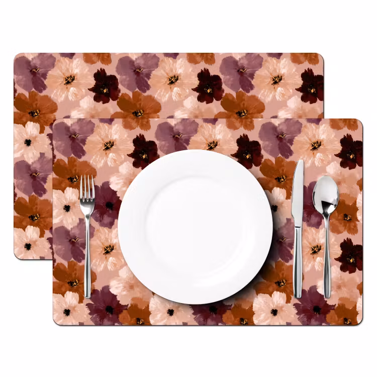 Set de table – 6 pièces - Fleurs - Abstrait - Tons de terre — 2