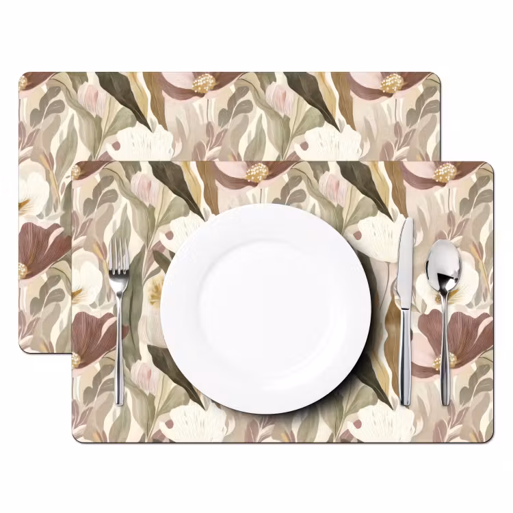 Set de table – 6 pièces - Fleurs - aquarelle - coloré — 2