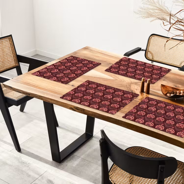Set de table – 6 pièces - Fleurs - Eventail - Violet — 4