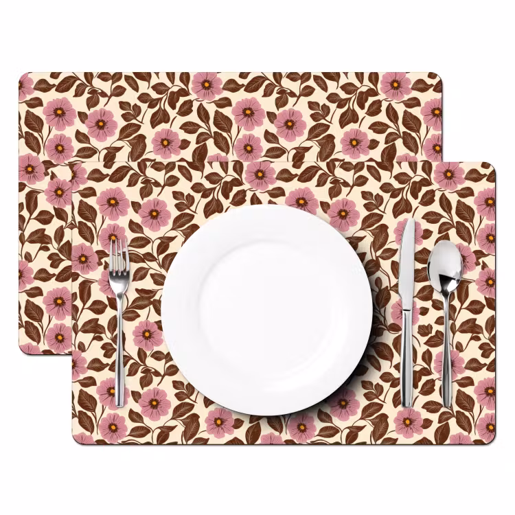 Set de table – 6 pièces - Fleurs - feuilles - colorées — 2