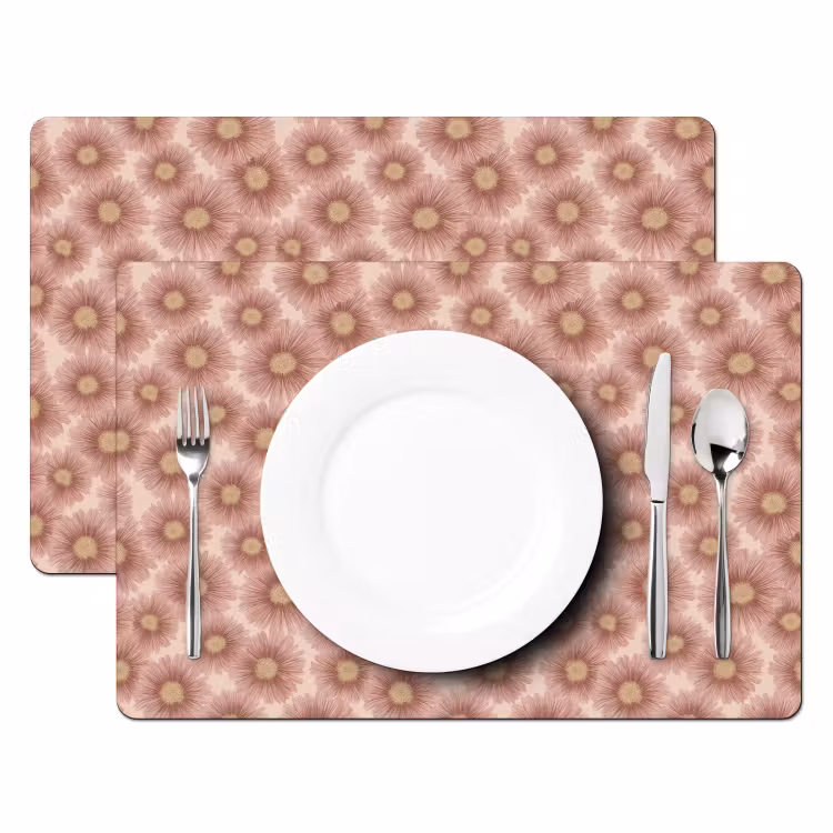 Set de table – 6 pièces - Gerbera - Fleurs - Rose — 2