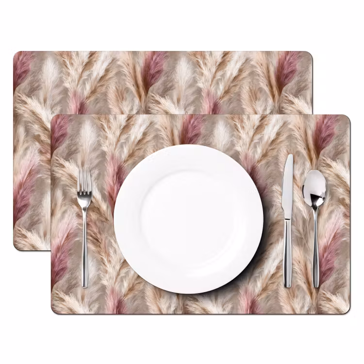 Set de table – 6 pièces - Herbe de la pampa - Duveteuse - Colorée — 2