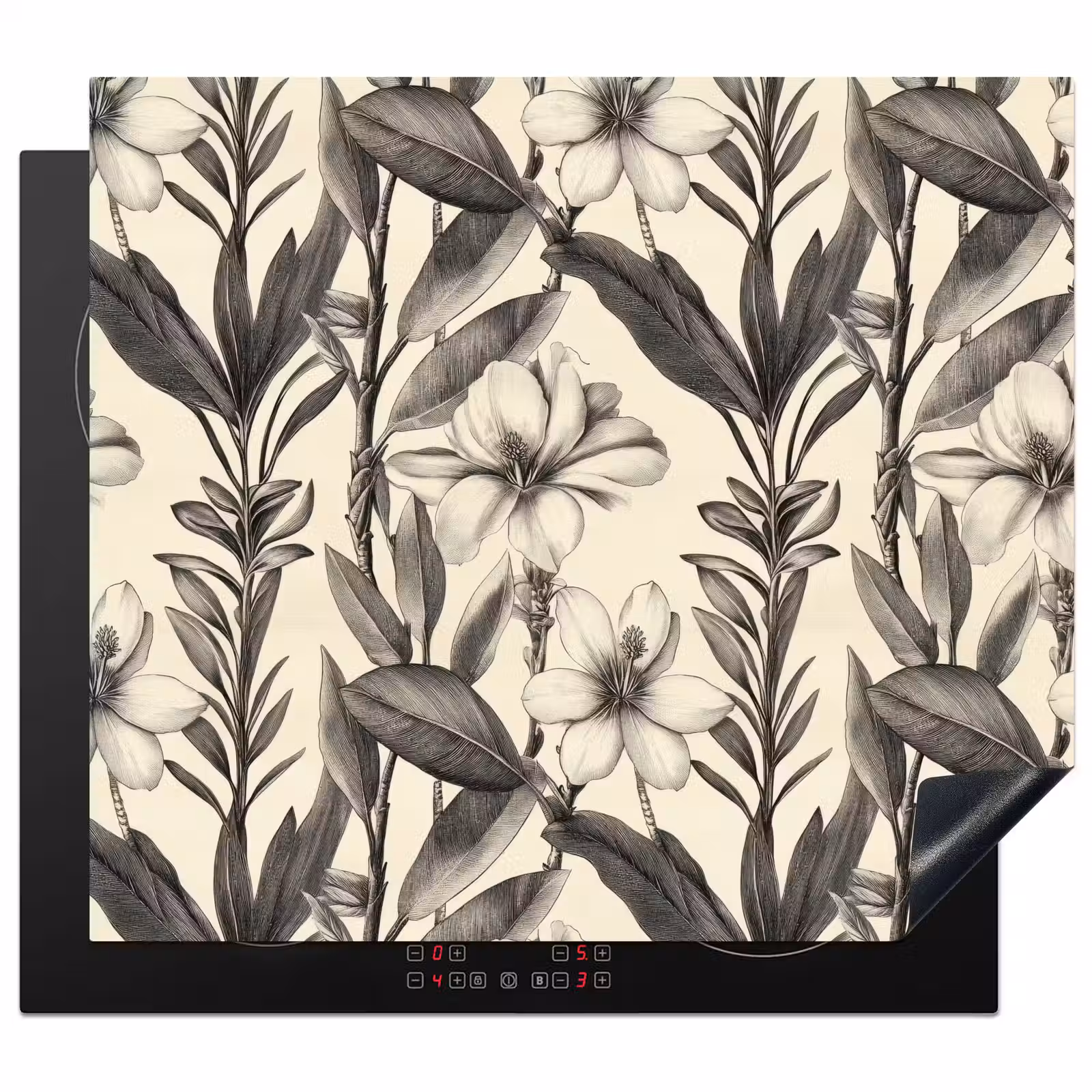 Protection plaque induction - Classique - Botanique - Noir - Beige — 1