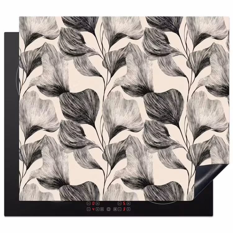 Protection plaque induction - Botanique - Feuilles - Noir — 1
