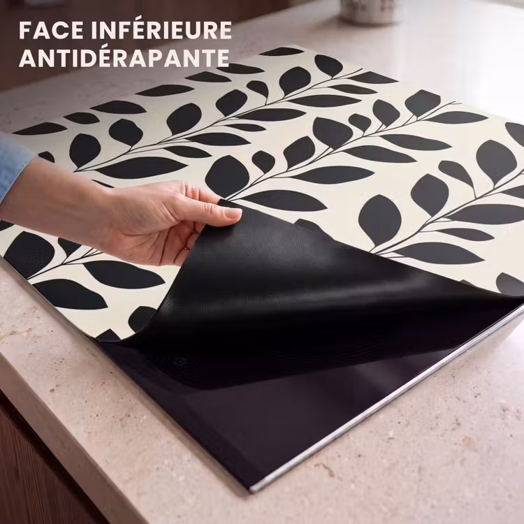 Protection plaque induction - Botanique - Motif - Noir - Beige — 7