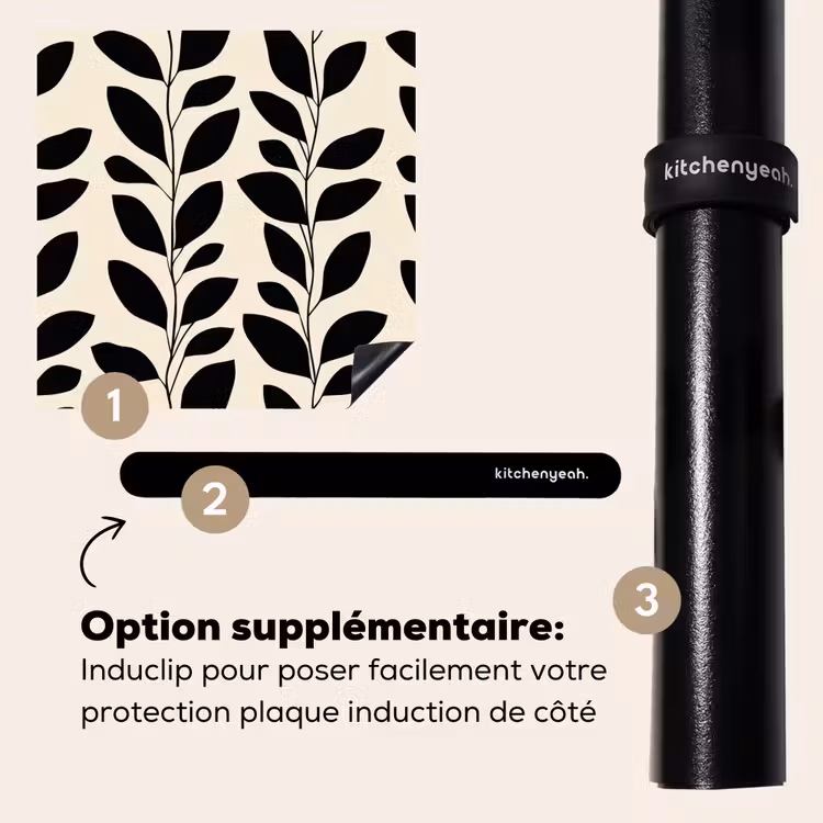 Protection plaque induction - Botanique - Motif - Noir - Beige — 8