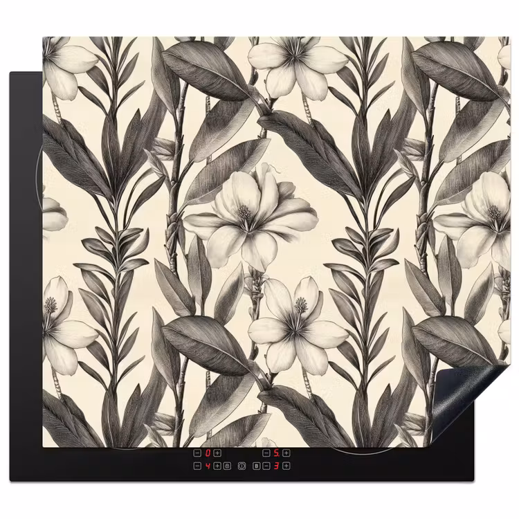Protection plaque induction - Classique - Botanique - Noir - Beige — 1
