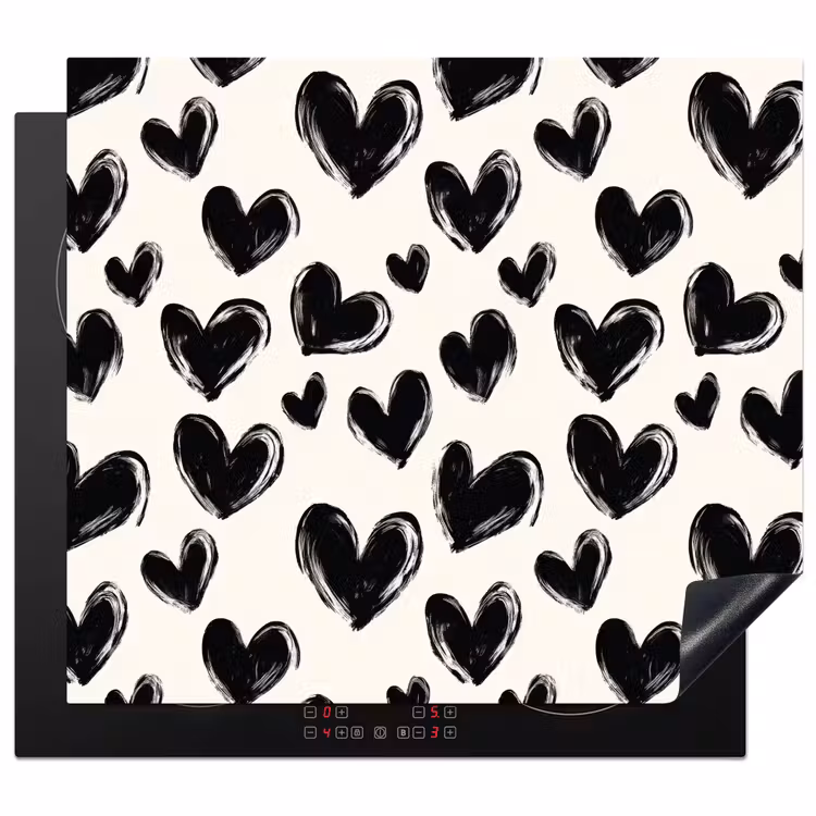 Protection plaque induction - Coeurs - Motif - Noir — 1