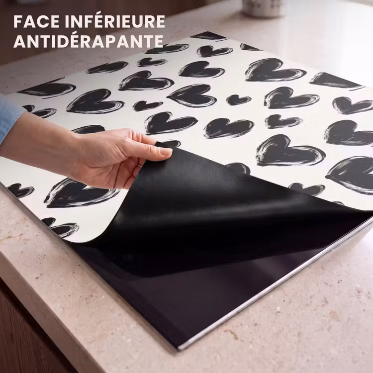 Protection plaque induction - Coeurs - Motif - Noir — 7