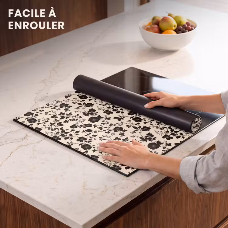 Protection plaque induction - Fleurs - Motif - Noir — 6