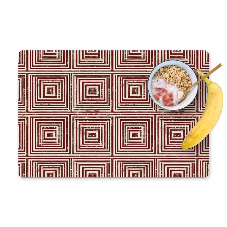 Set de table – 6 pièces - Géométrique - Motif - Rouge — 1
