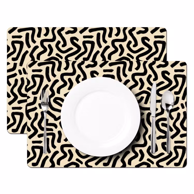 Set de table – 6 pièces - Abstrait - Lignes - Noir — 2