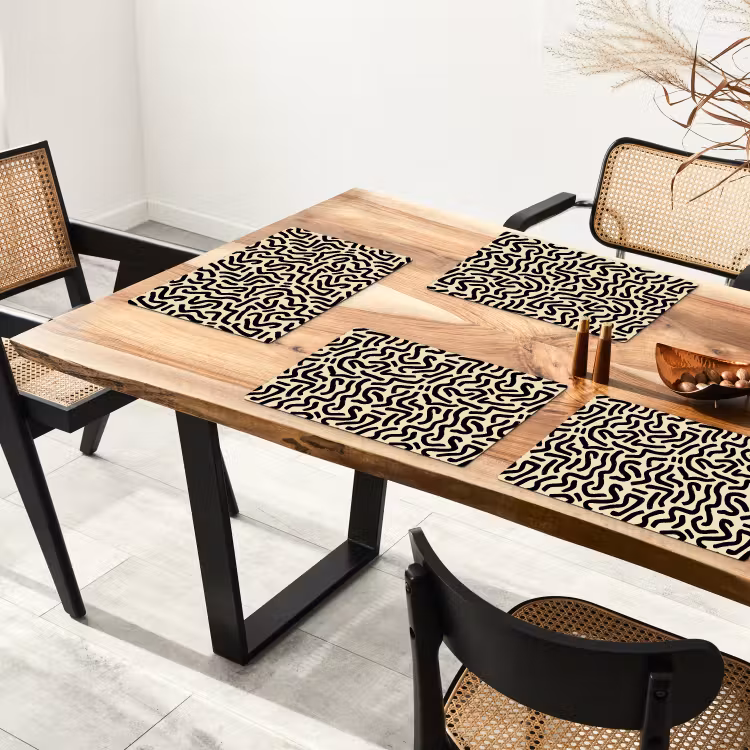 Set de table – 6 pièces - Abstrait - Lignes - Noir — 4