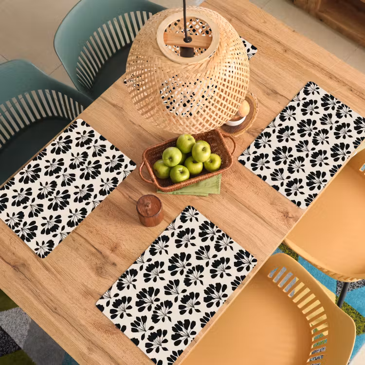 Set de table – 6 pièces - Abstrait - Motif - Noir — 3
