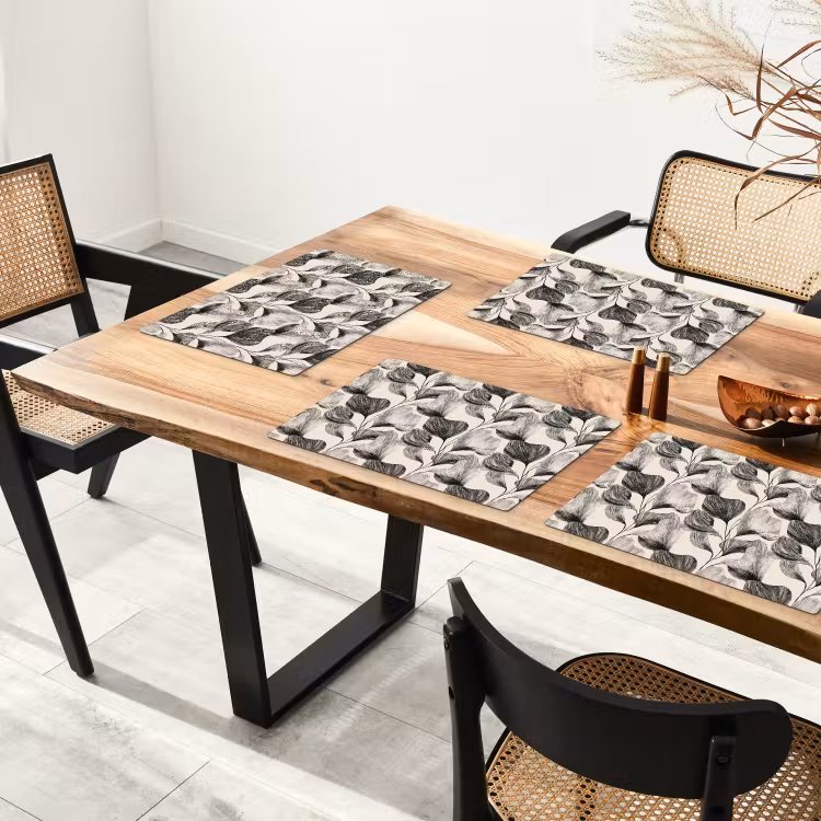 Set de table – 6 pièces - Botanique - Feuilles - Noir — 4