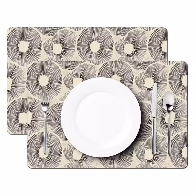 Set de table – 6 pièces - Cercles - Motif - Noir — 2