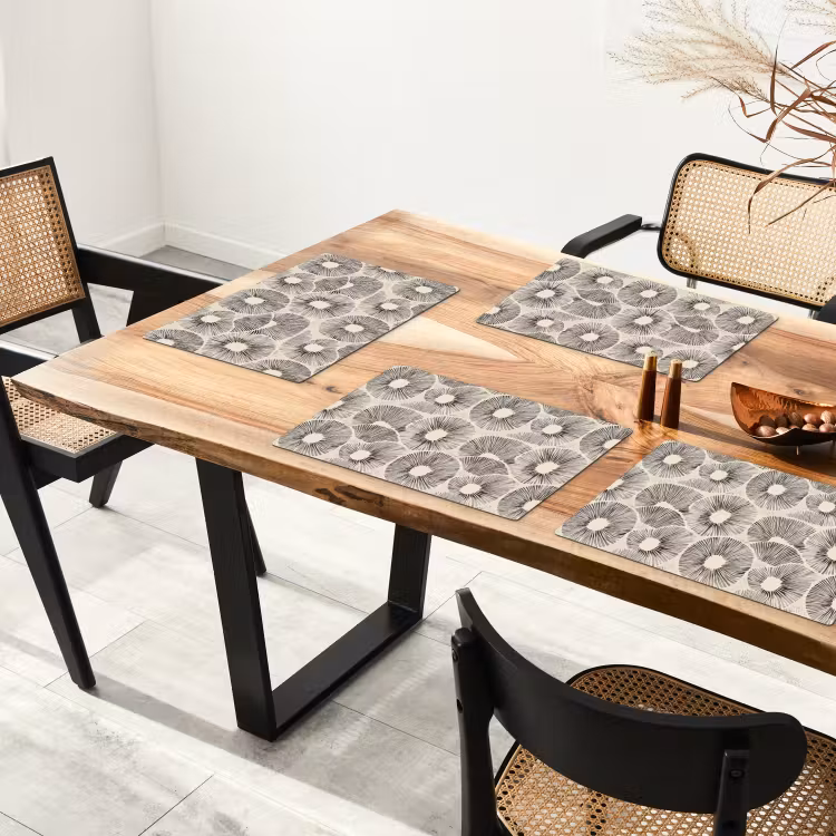 Set de table – 6 pièces - Cercles - Motif - Noir — 4