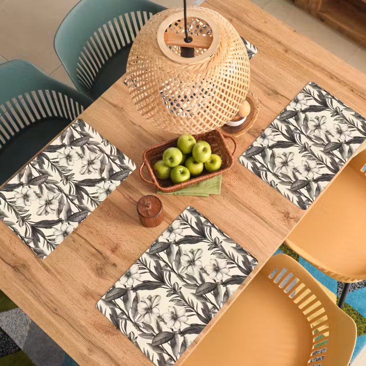 Set de table – 6 pièces - Classique - Botanique - Noir - Beige — 3