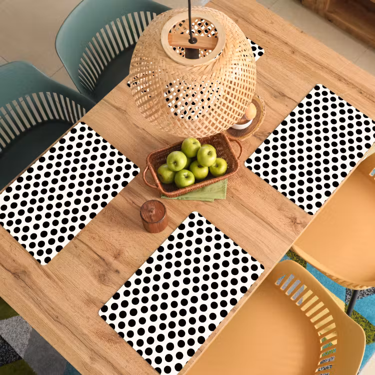 Set de table – 6 pièces - Classique - Pois - Noir — 3