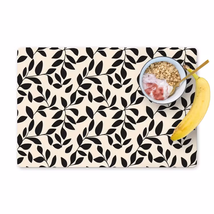 Set de table – 6 pièces - Elégant - Motif - Noir - Beige — 1