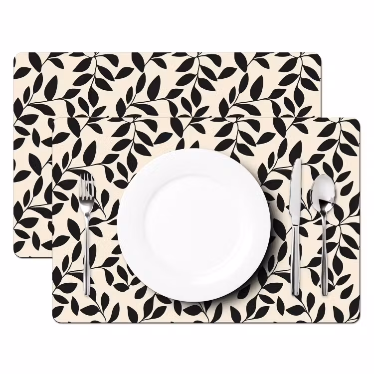 Set de table – 6 pièces - Elégant - Motif - Noir - Beige — 2