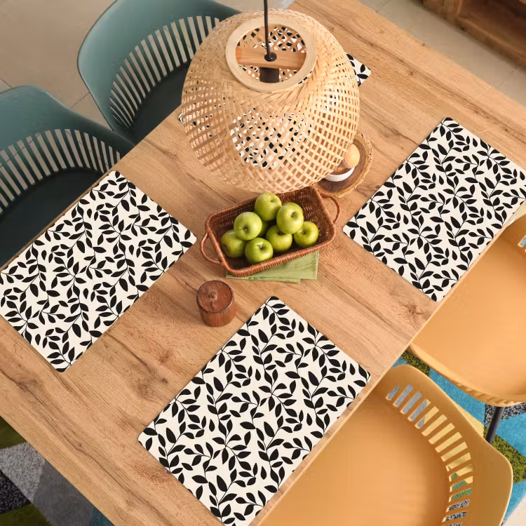 Set de table – 6 pièces - Elégant - Motif - Noir - Beige — 3