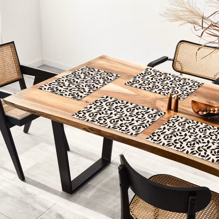 Set de table – 6 pièces - Elégant - Motif - Noir - Beige — 4