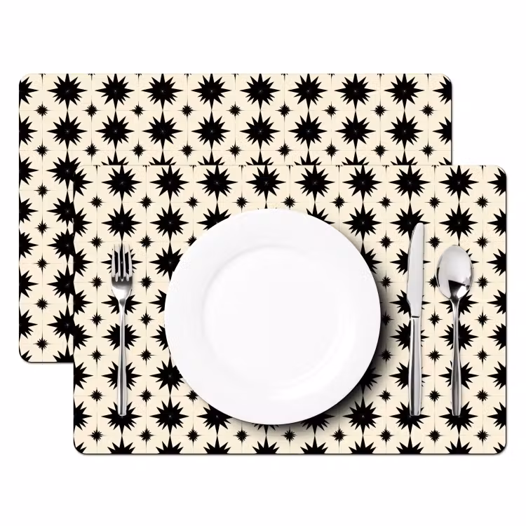 Set de table – 6 pièces - Étoiles - Géométrique - Noir — 2