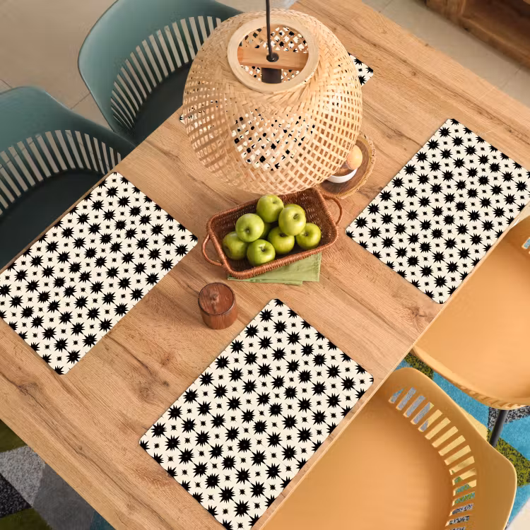 Set de table – 6 pièces - Étoiles - Géométrique - Noir — 3