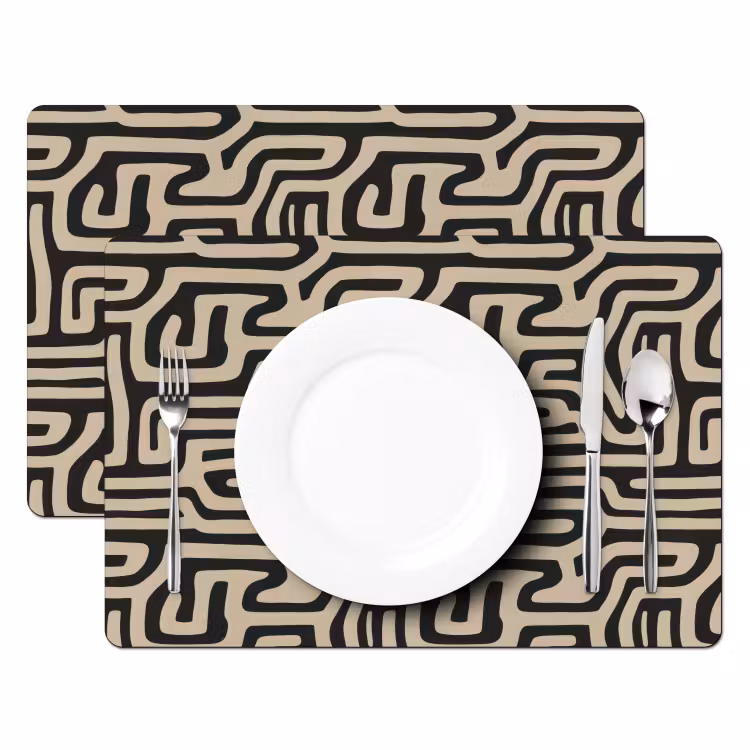 Set de table – 6 pièces - Graphique - Lignes - Noir — 2