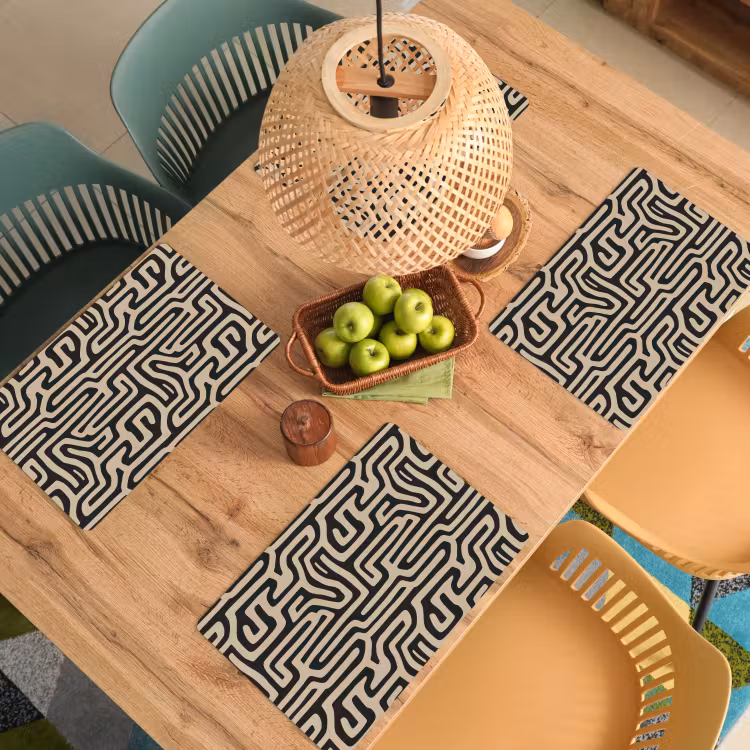 Set de table – 6 pièces - Graphique - Lignes - Noir — 3