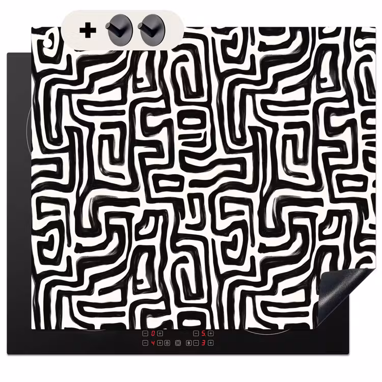 Protection à induction avec crochets - Graphique - Lignes - Noir et blanc — 3