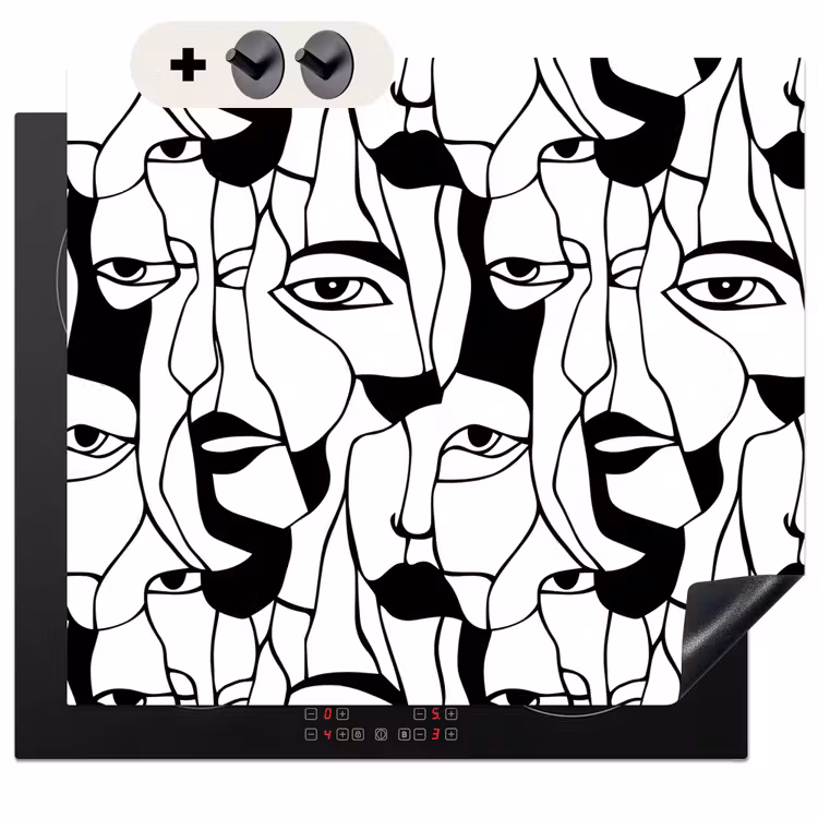 Protection à induction avec crochets - Lignes - Visages - Noir - Blanc — 3
