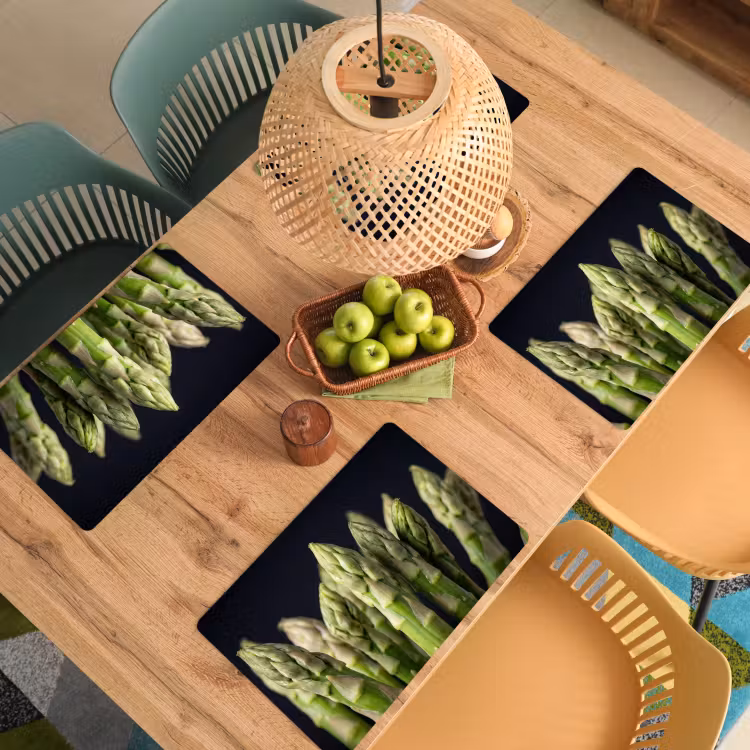 Set de table – 6 pièces - Asperges - Vertes - Noires — 3