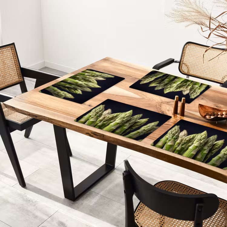 Set de table – 6 pièces - Asperges - Vertes - Noires — 4