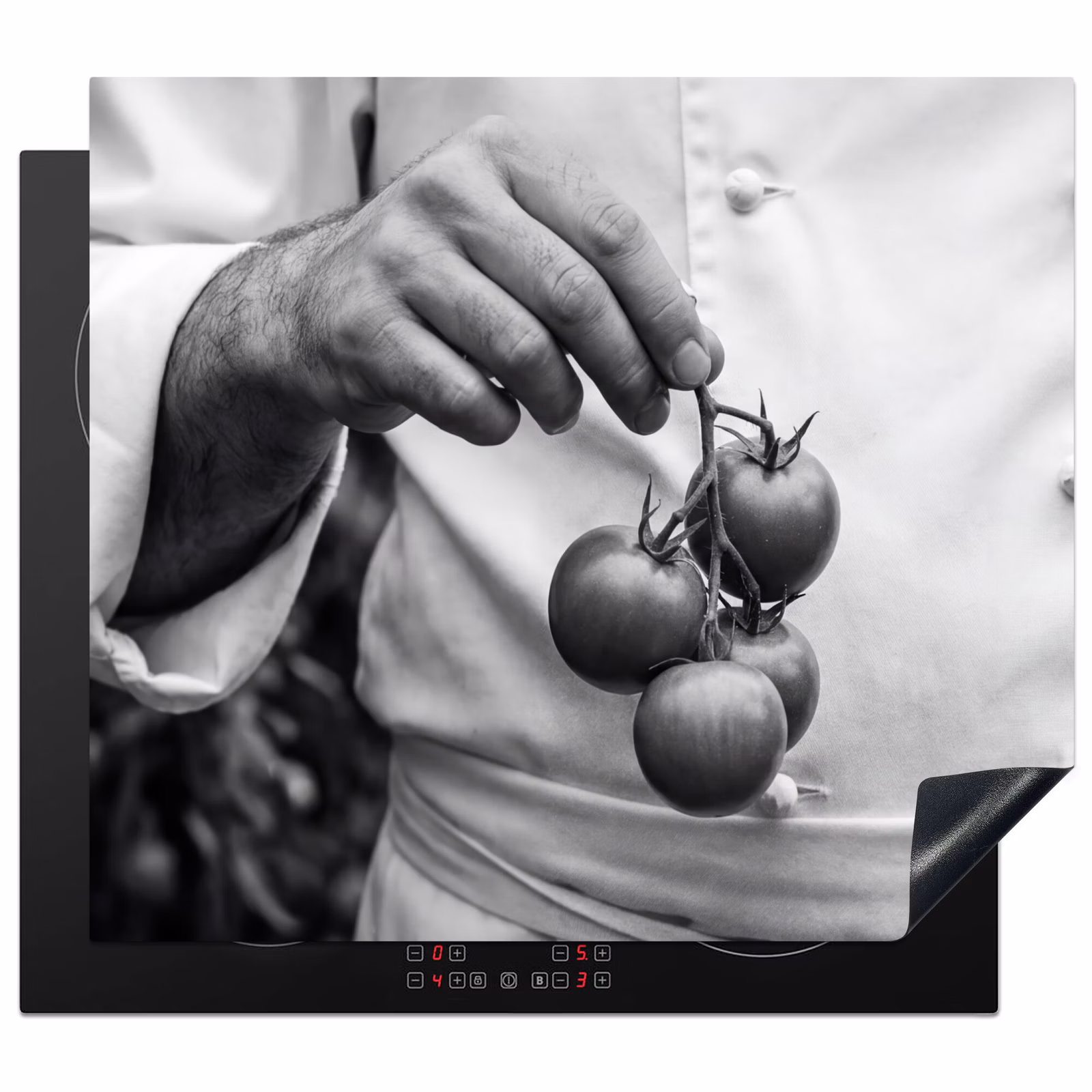 Protection plaque induction - Tomates - Chef - Noir - Blanc — 1