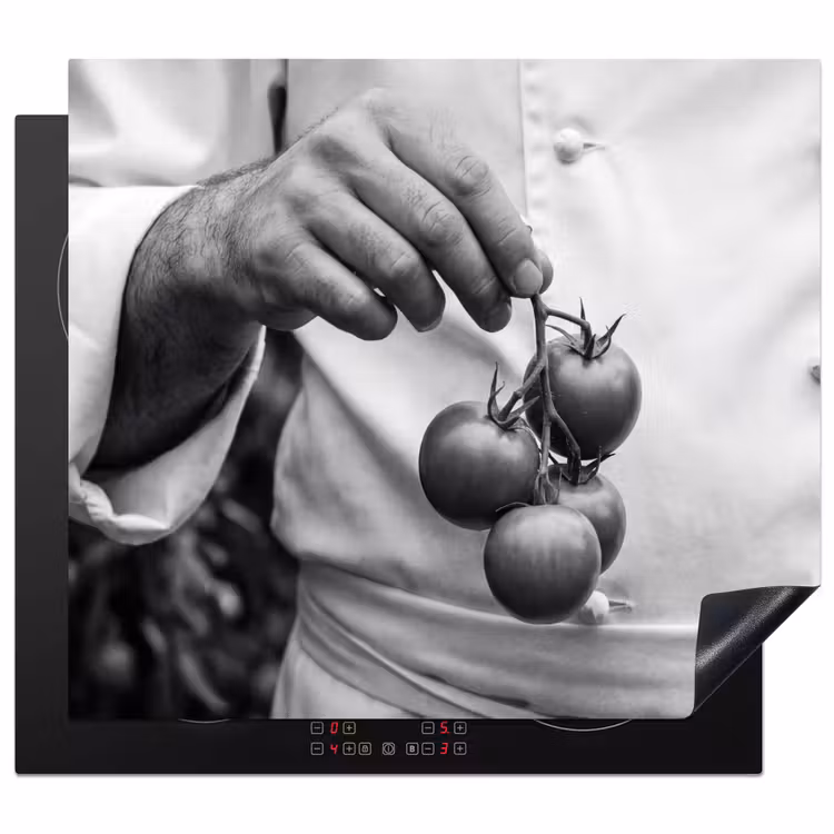 Protection plaque induction - Tomates - Chef - Noir - Blanc — 1