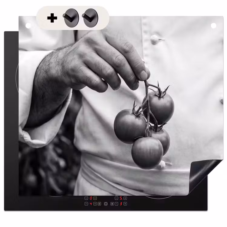Protection à induction avec crochets - Tomates - Chef - Noir - Blanc — 3