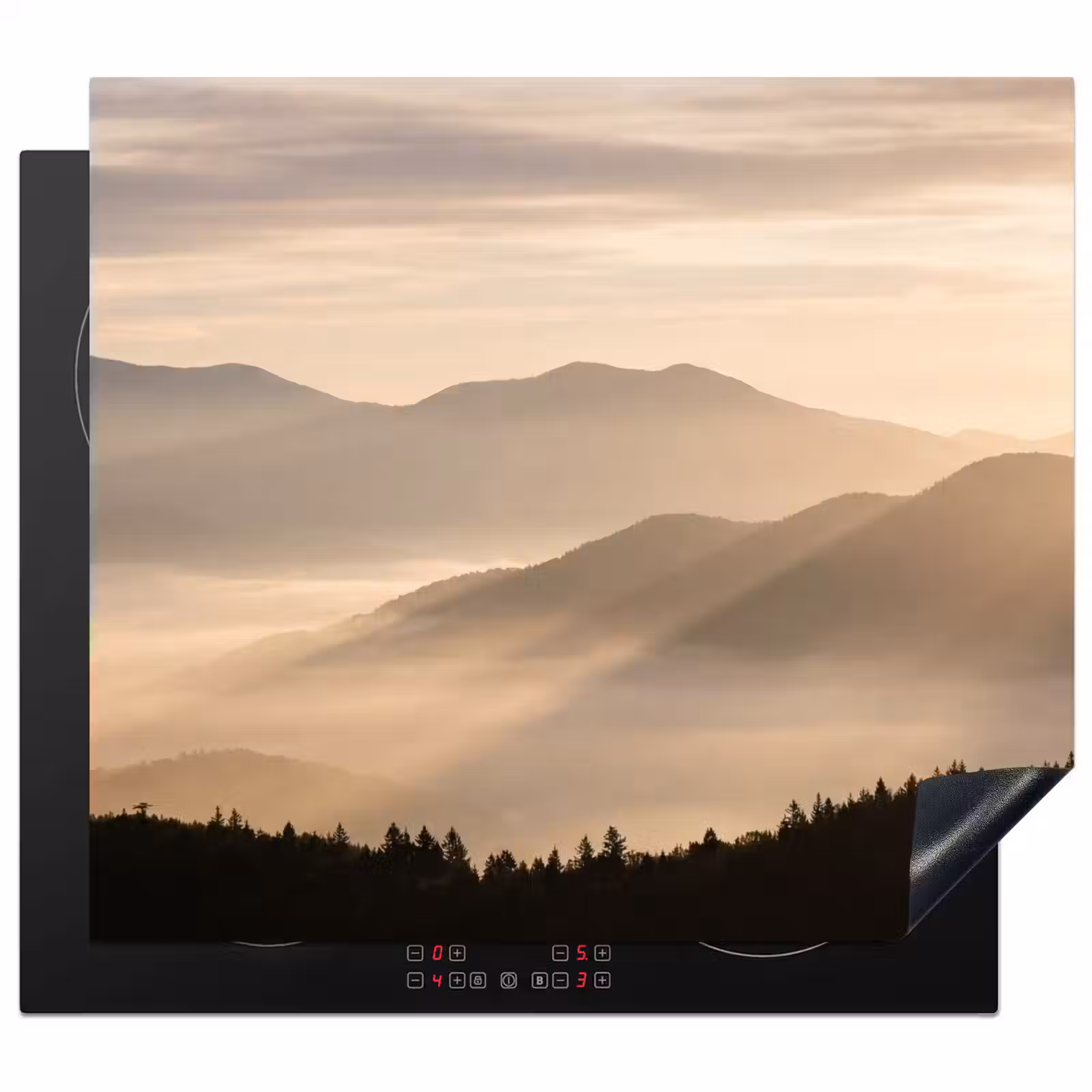 Protection plaque induction - Montagnes - Brouillard - Rayons de soleil — 1