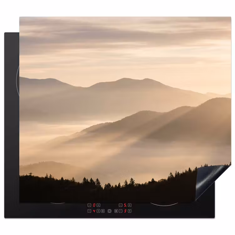 Protection plaque induction - Montagnes - Brouillard - Rayons de soleil — 1