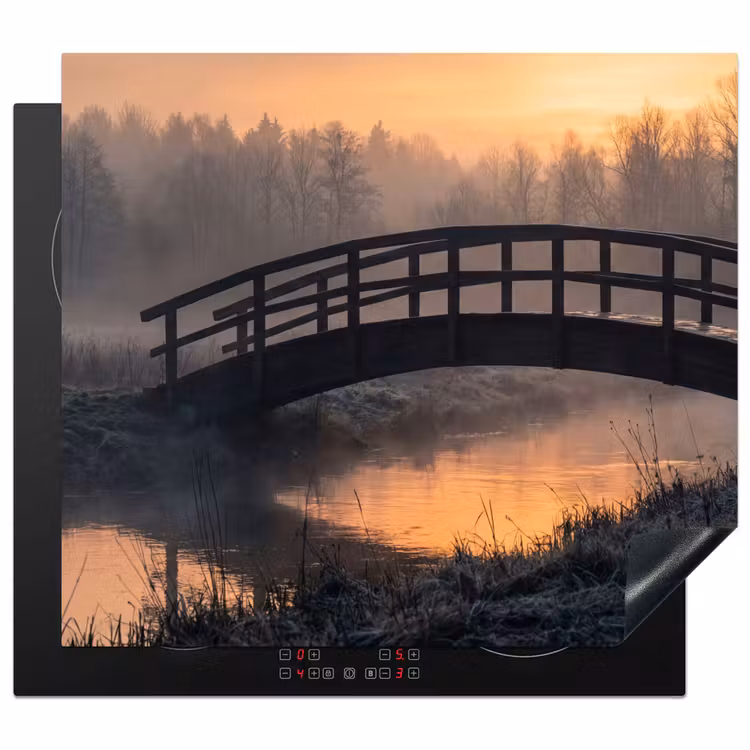 Protection plaque induction - Pont - Brouillard - Arbres - Eau — 1