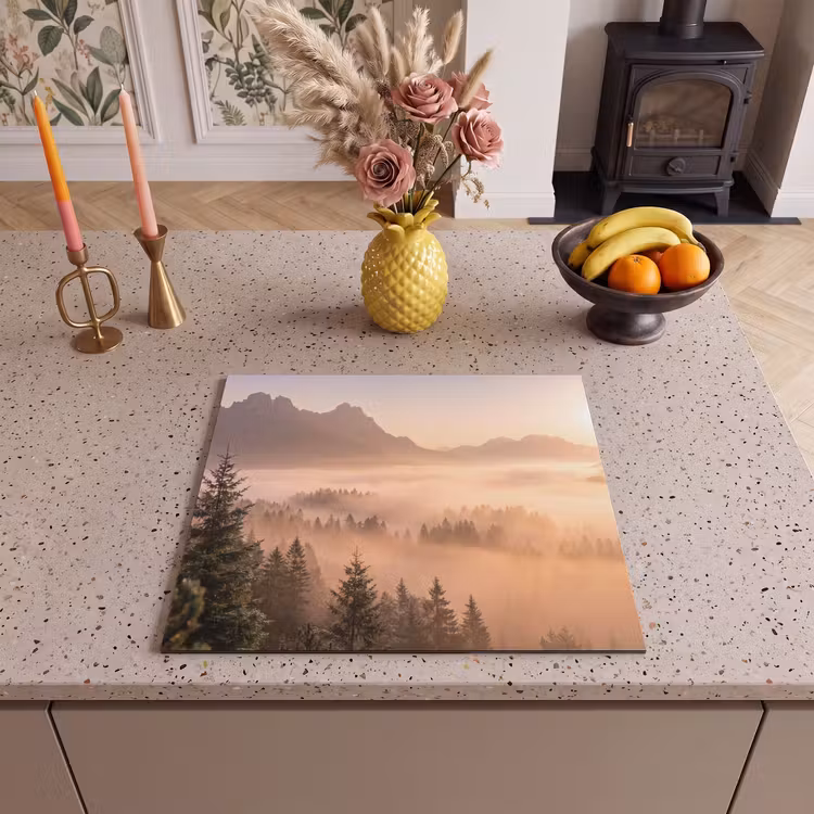 Protection plaque induction - Soleil - Brouillard - Montagnes - Arbres — 3