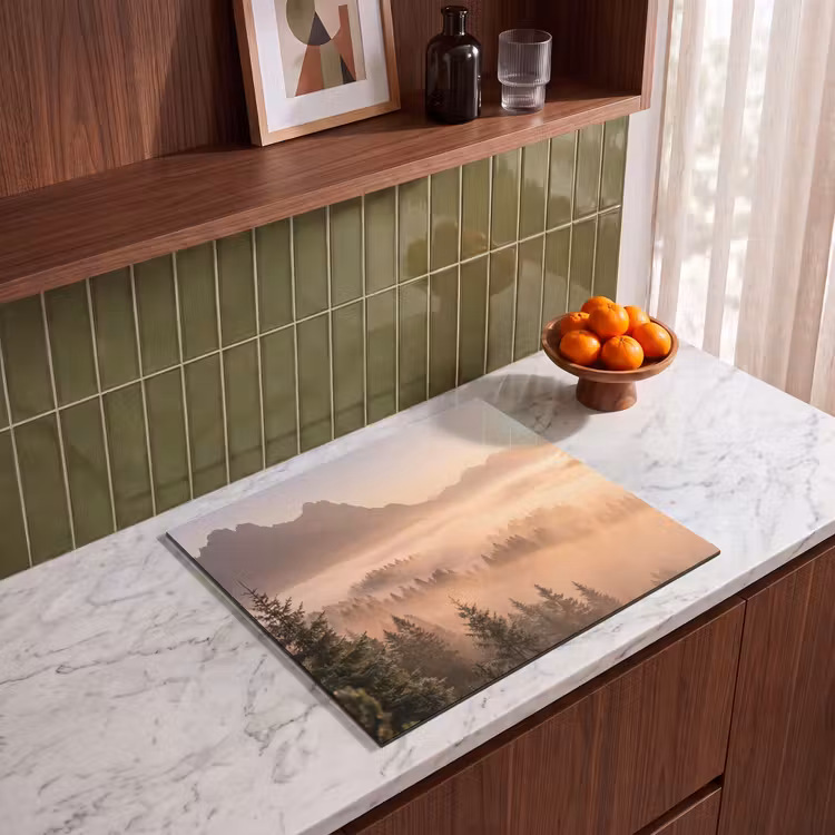 Protection plaque induction - Soleil - Brouillard - Montagnes - Arbres — 4