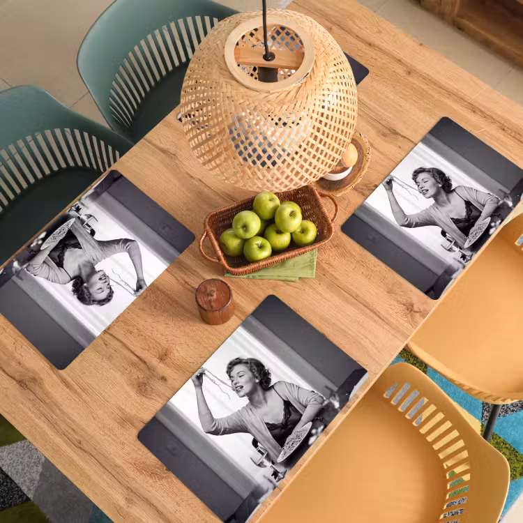 Set de table – 6 pièces - Femme - Spaghetti - Noir - Blanc — 3