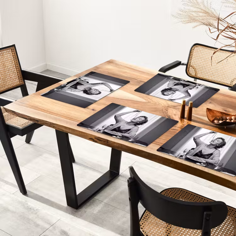 Set de table – 6 pièces - Femme - Spaghetti - Noir - Blanc — 4